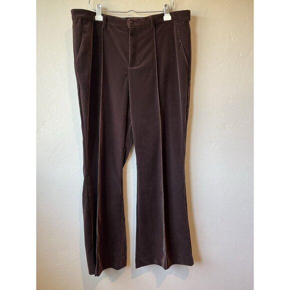 Chocolate Brown Velvet Pants 18W Trouser Career Classic 90s christian siriano - Picture 1 of 12